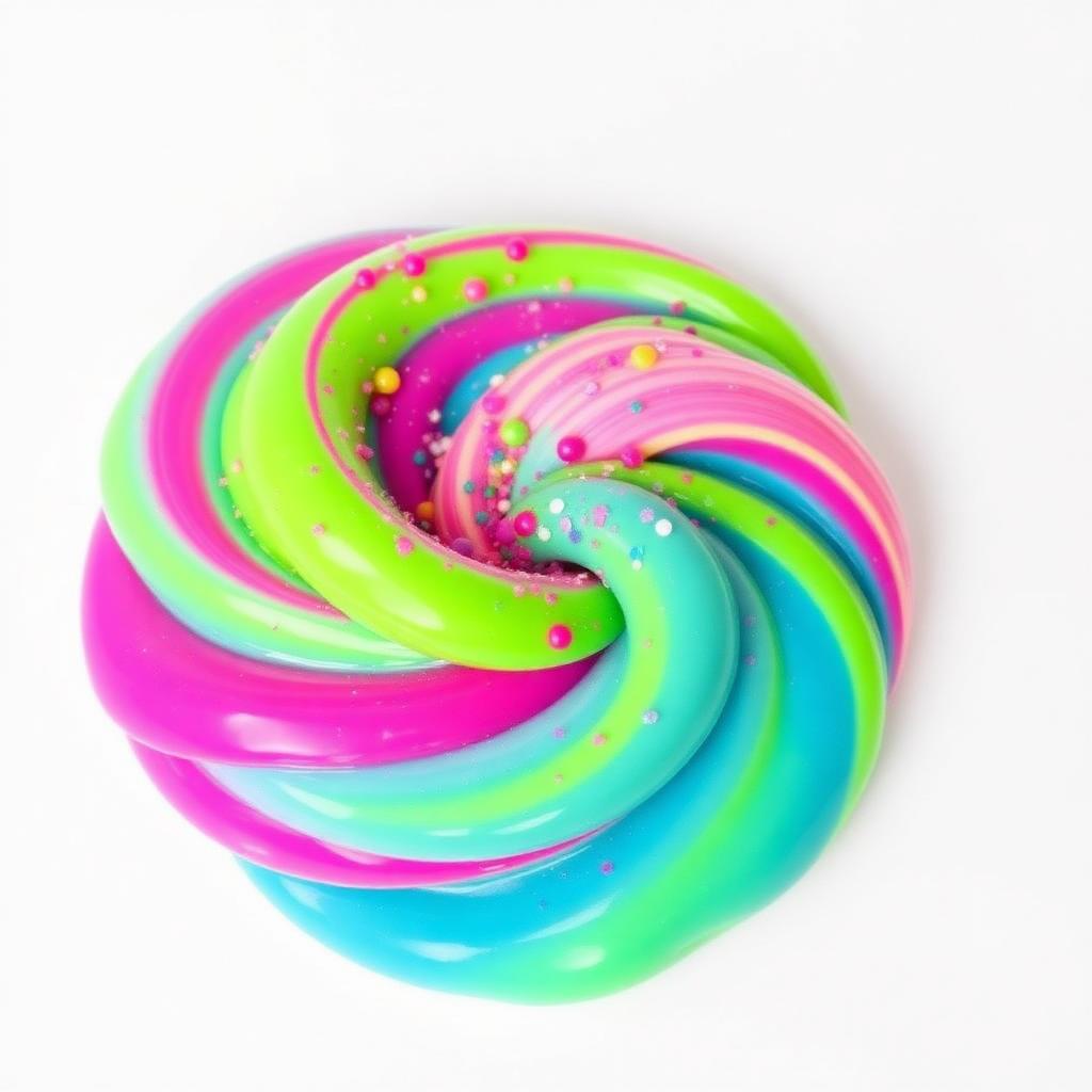 Vibrant colorful slime splash with glitter and beads