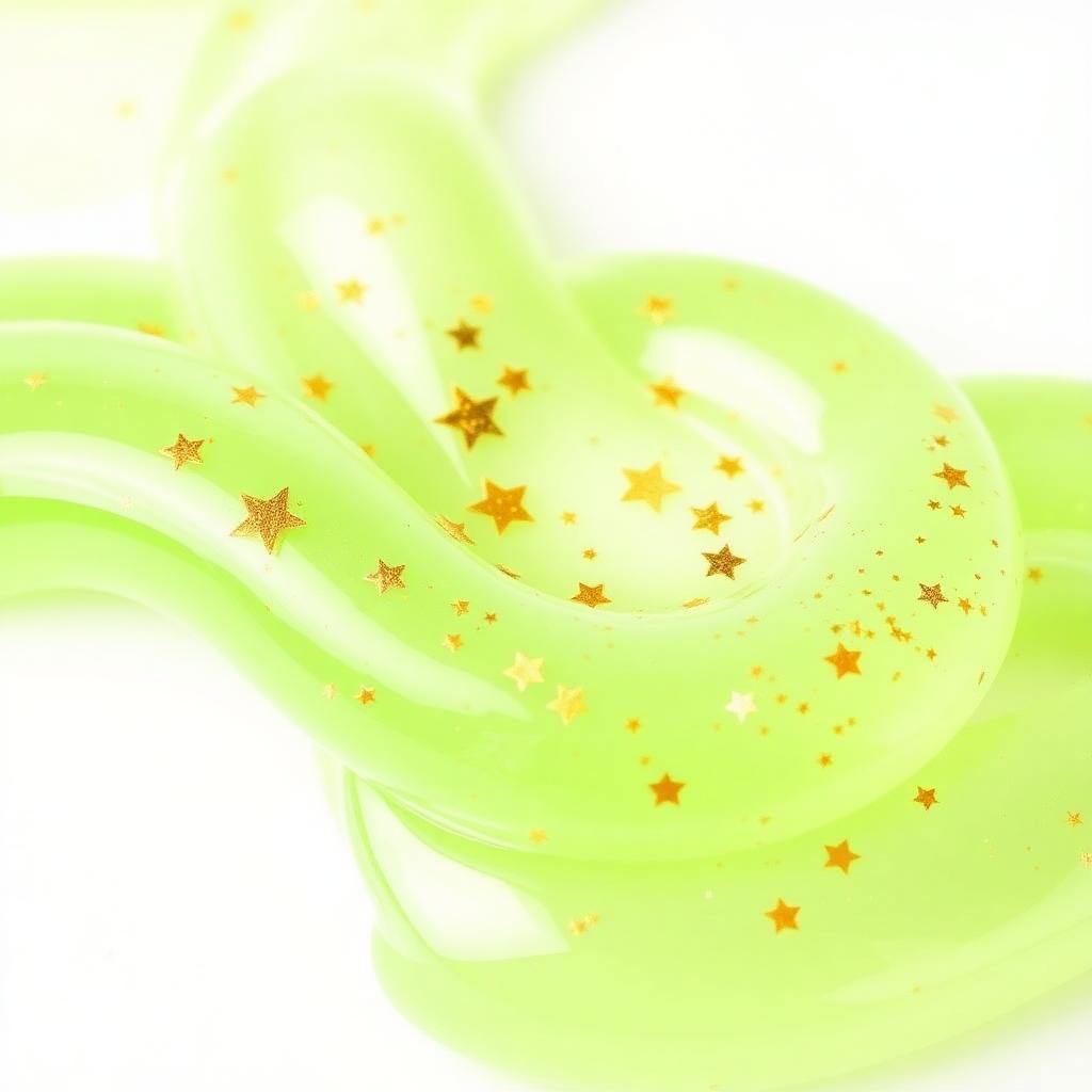 Clear neon green slime with gold stars